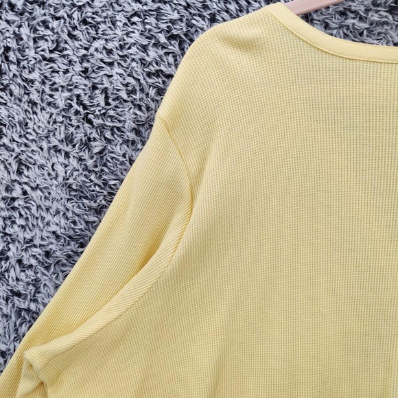 Woman Within Women Cottagecore Boho Embroidered Henley Top 3X Yellow Waffle Knit - Picture 12 of 16